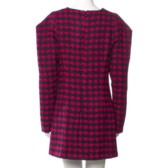 House of Harlow x Revolve Loui Houndstooth Tweed Fuchsia Black Dress M NWT - Picture 6 of 12